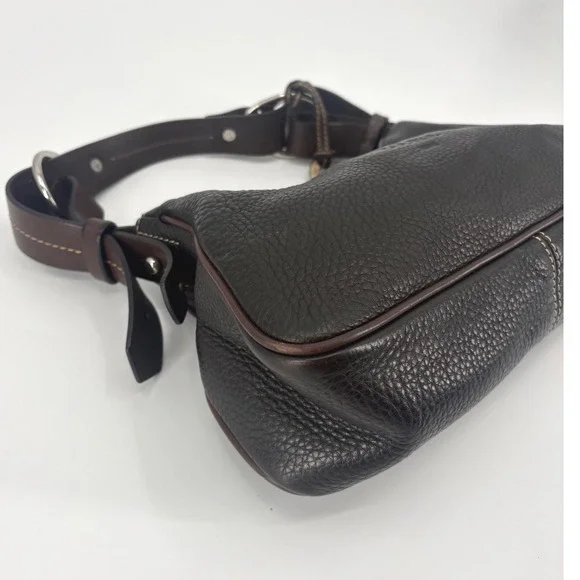 Dooney & Bourke Dark Brown Pebbled Leather Shoulder Bag Purse - Picture 4 of 9